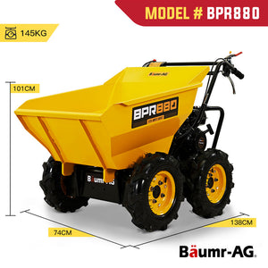Baumr-AG Power Wheelbarrow | Motorised Petrol Mini Dumper | Self-Dumping