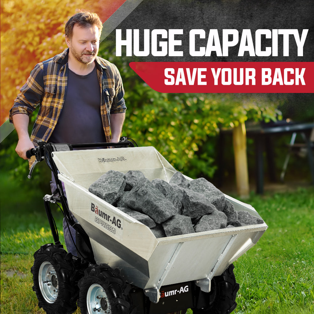 BAUMR-AG Mini Motorised Dumper | Tracked Petrol Powered Wheelbarrow