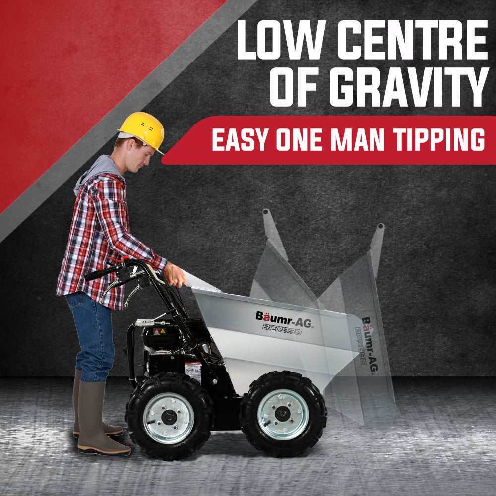 BAUMR-AG Mini Motorised Dumper | Tracked Petrol Powered Wheelbarrow