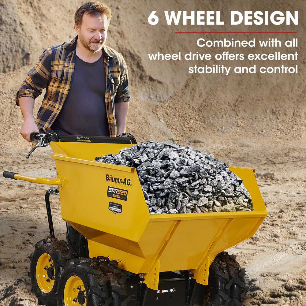 Baumr-AG 6-Wheel Motorised Wheelbarrow | Dumper | Briggs & Stratton CR950 | 500kg Capacity