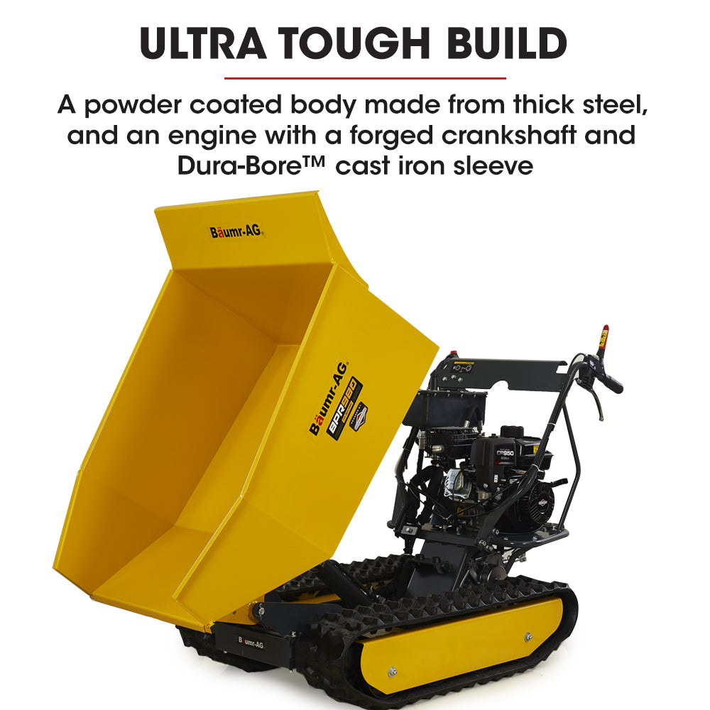 Baumr-AG Motorised Tracked Wheelbarrow Dumper | Briggs & Stratton CR950 Engine | 500kg Capacity