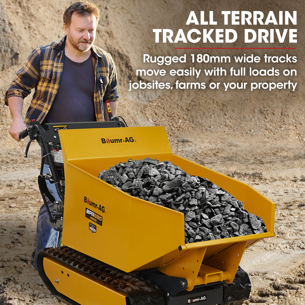 Baumr-AG Motorised Tracked Wheelbarrow Dumper | Briggs & Stratton CR950 Engine | 500kg Capacity