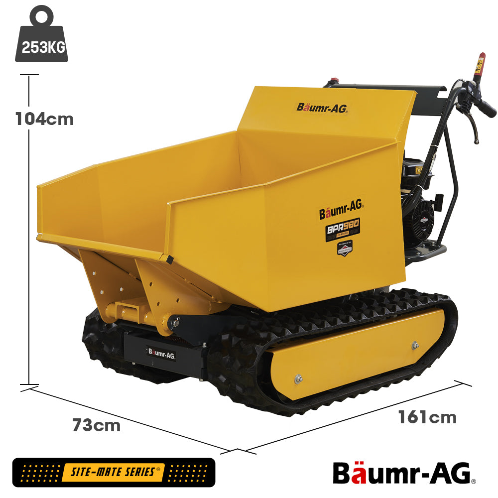 Baumr-AG Motorised Tracked Wheelbarrow Dumper | Briggs & Stratton CR950 Engine | 500kg Capacity