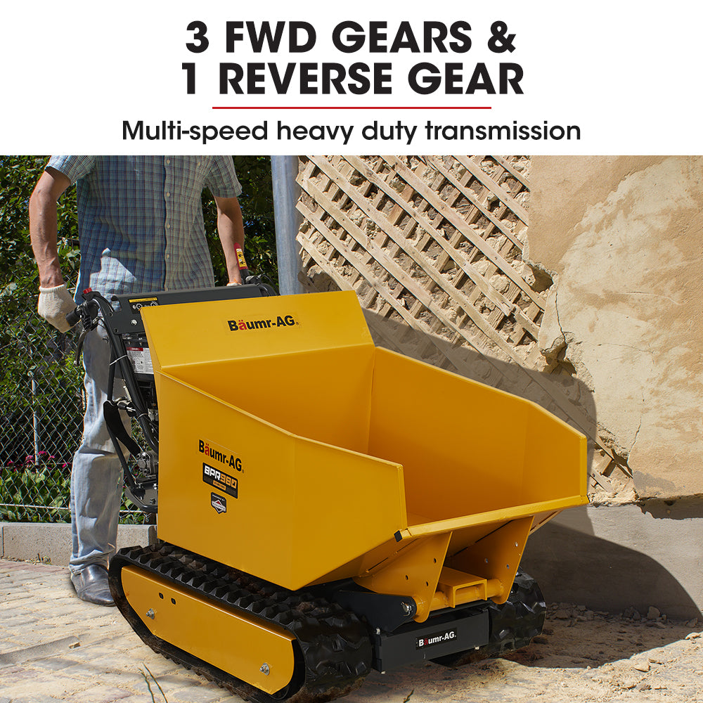Baumr-AG Motorised Tracked Wheelbarrow Dumper | Briggs & Stratton CR950 Engine | 500kg Capacity