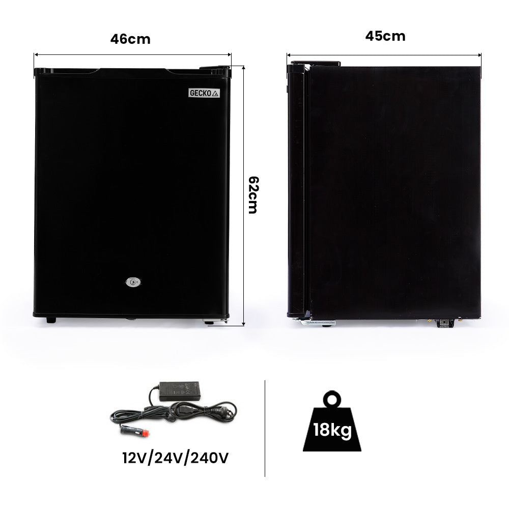 GECKO 70L Portable Fridge/Freezer | Camping | Caravan | Car Fridges | 12V/24V/240V | Black
