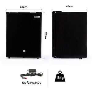 GECKO 70L Portable Fridge/Freezer | Camping | Caravan | Car Fridges | 12V/24V/240V | Black