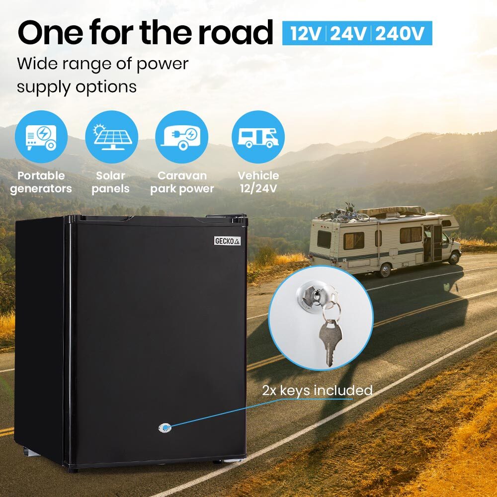 GECKO 70L Portable Fridge/Freezer | Camping | Caravan | Car Fridges | 12V/24V/240V | Black