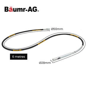 BAUMR-AG CVS286 | 6m x 28mm Concrete Vibrating Shaft | Australian Standard 3-Claw Drive Coupler