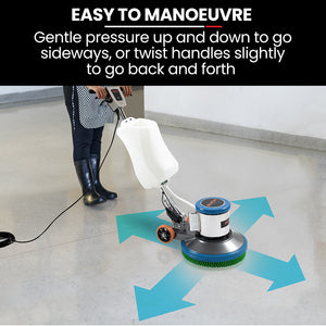 Auch 17" Commercial Orbital Scrubber & Polisher | Hard Floor Buffer, Carpet Cleaner, 12L Solution Tank, 2 Brushes