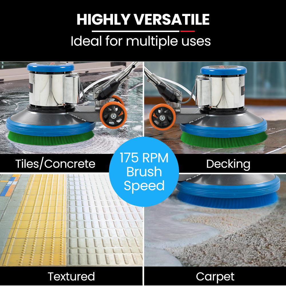 Auch 17" Commercial Orbital Scrubber & Polisher | Hard Floor Buffer, Carpet Cleaner, 12L Solution Tank, 2 Brushes