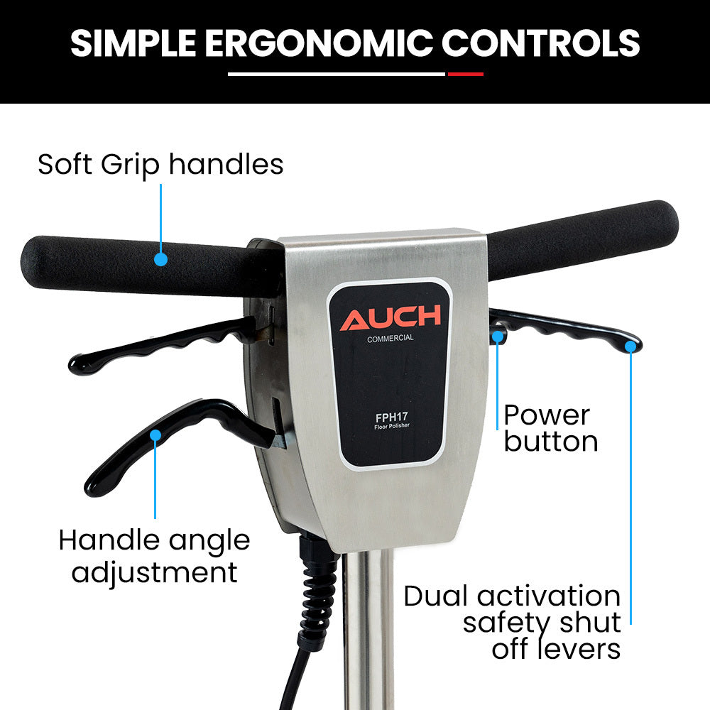 Auch 17" Commercial Orbital Scrubber & Polisher | Hard Floor Buffer, Carpet Cleaner, 12L Solution Tank, 2 Brushes