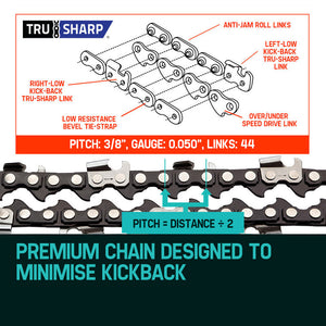 BAUMR-AG Chainsaw Chain | 12" Bar Replacement | 3/8 .050 Gauge DL 44