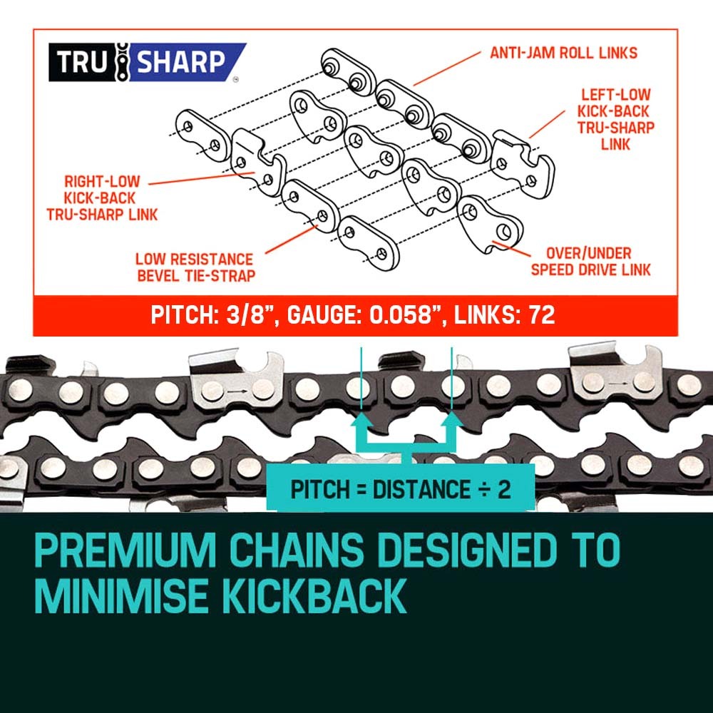 Baumr-AG Chainsaw Chain | 2-Pack | 18" Replacement Bar | Suits SX45 45CC Saws