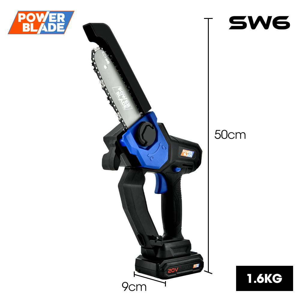 POWERBLADE SW6 | 20V Cordless Mini Chainsaw Kit | Electric Tree Pruner | Battery & Fast Charger