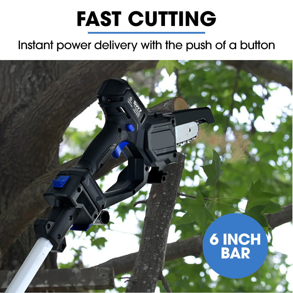 POWERBLADE SW7 | 20V Cordless Convertible Mini Chainsaw Pole Saw Kit | Telescopic Electric Tree Pruner | Battery & Fast Charger