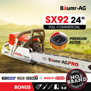 BAUMR-AG Petrol Chainsaw | 24" Bar | Commercial E-Start | Top Handle Tree Pruning Saw