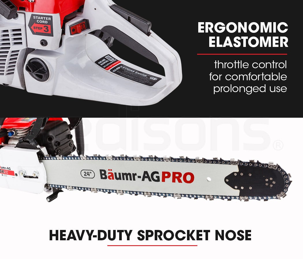 BAUMR-AG Petrol Chainsaw | 24" Bar | Commercial E-Start | Top Handle Tree Pruning Saw