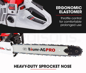 BAUMR-AG Petrol Chainsaw | 24" Bar | Commercial E-Start | Top Handle Tree Pruning Saw