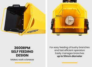 MICHIGAN Petrol Wood Chipper | 8HP 208CC | Commercial Tree Mulcher | Raptor 1000