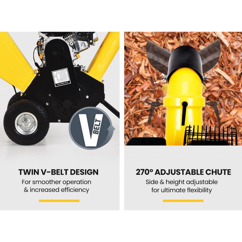 MICHIGAN Petrol Wood Chipper | 8HP 208CC | Commercial Tree Mulcher | Raptor 1000