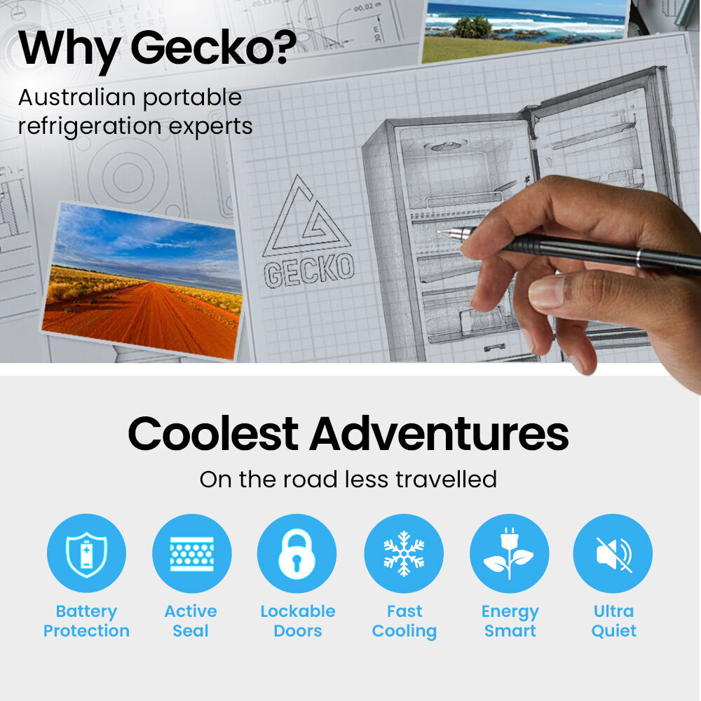 GECKO 139L Upright Portable Fridge/Freezer | 12V/24V/240V for Motorhome & Caravan | Silver