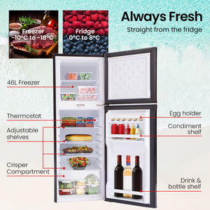 GECKO 142L Upright Portable Fridge/Freezer | 12V/24V/240V for Motorhome & Caravan | Black