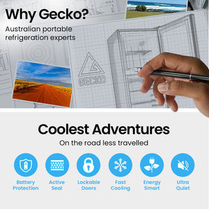 GECKO 142L Upright Portable Fridge/Freezer | 12V/24V/240V for Motorhome & Caravan | Black