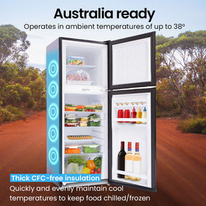GECKO 142L Upright Portable Fridge/Freezer | 12V/24V/240V for Motorhome & Caravan | Black