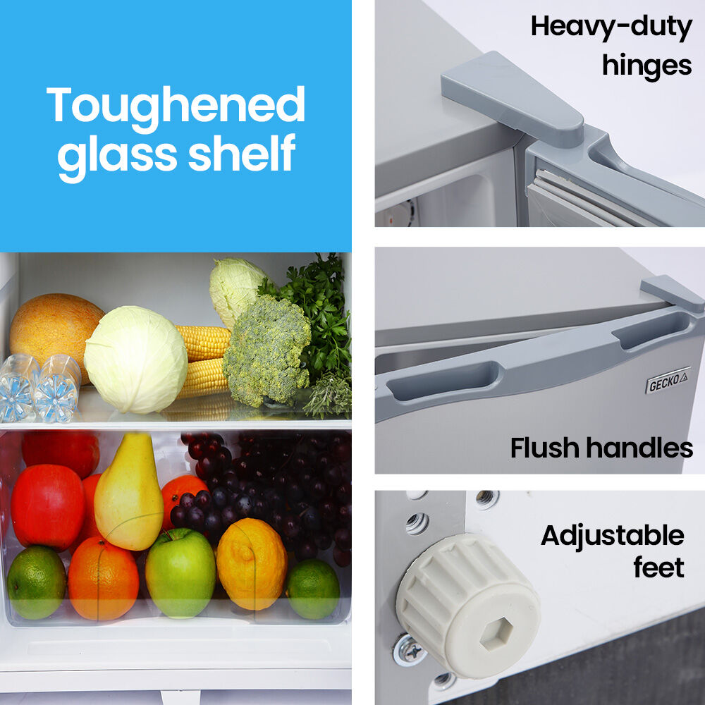 GECKO 142L Upright Portable Fridge/Freezer | 12V/24V/240V for Motorhome & Caravan | Silver