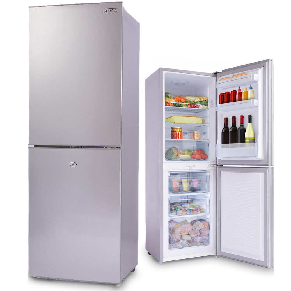 GECKO 160L Upright Portable Fridge/Freezer | 12V/24V/240V for Motorhome & Caravan | Silver
