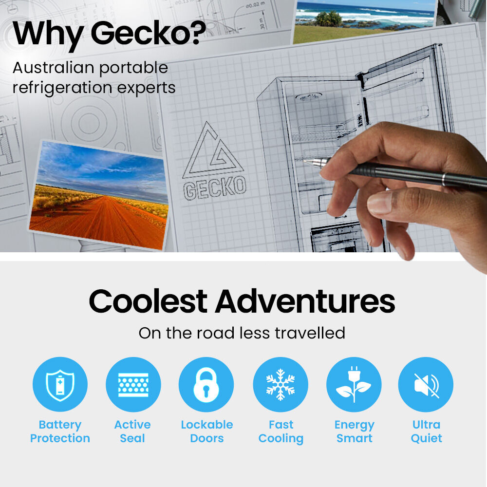 GECKO 160L Upright Portable Fridge/Freezer | 12V/24V/240V for Motorhome & Caravan | Silver