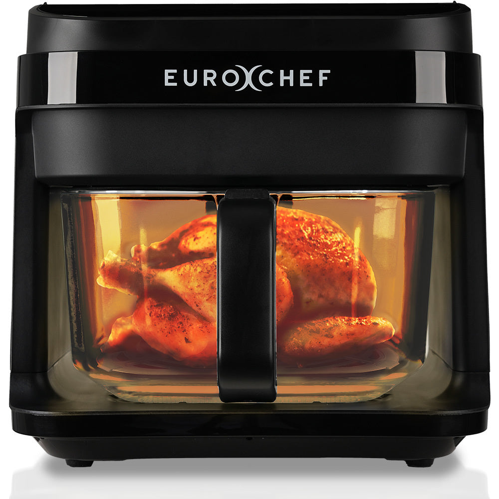 EUROCHEF Air Fryer | 6.5L | Electric Digital Airfryer | Glass Container | Black