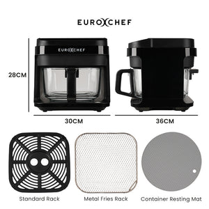 EUROCHEF Air Fryer | 6.5L | Electric Digital Airfryer | Glass Container | Black