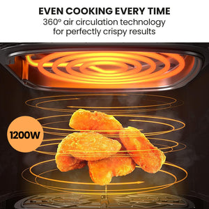 EUROCHEF Air Fryer | 6.5L | Electric Digital Airfryer | Glass Container | Black