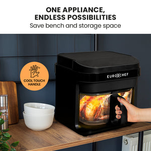 EUROCHEF Air Fryer | 6.5L | Electric Digital Airfryer | Glass Container | Black