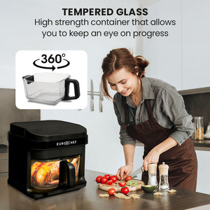 EUROCHEF Air Fryer | 6.5L | Electric Digital Airfryer | Glass Container | Black