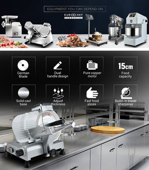 EUROCHEF Commercial Meat Slicer | 8" Blade | 280W | Electric Deli Cutter | 200mm