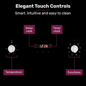 EuroChef 60cm Stainless Built-in 70L Grill 8 Function Fan Forced Electric Wall Oven