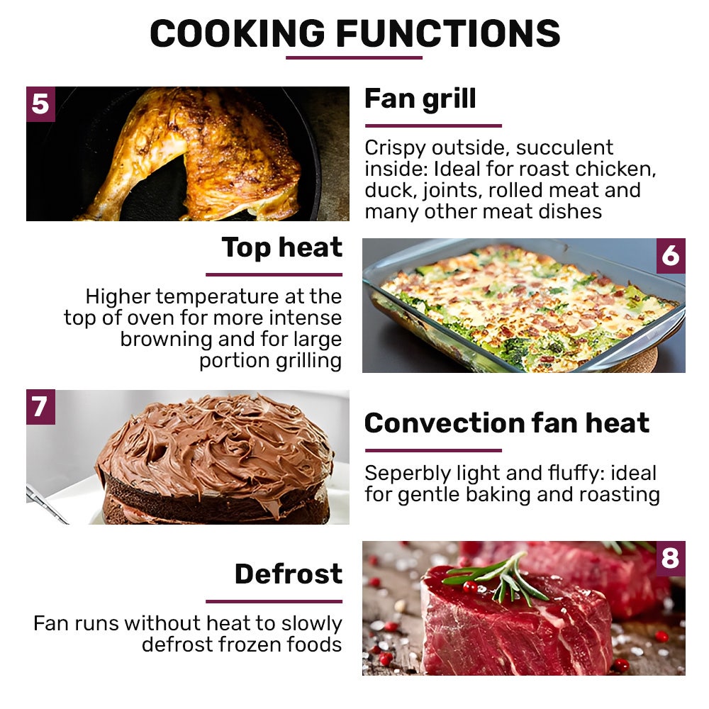 EuroChef 60cm Stainless Built-in 70L Grill 8 Function Fan Forced Electric Wall Oven