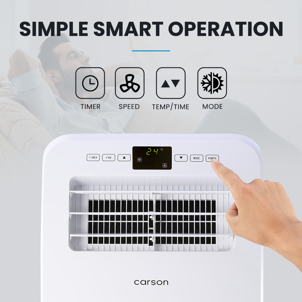 CARSON Portable Air Conditioner & Heater | 2.9kW | Reverse Cycle | Dehumidifier | Cooling & Heating