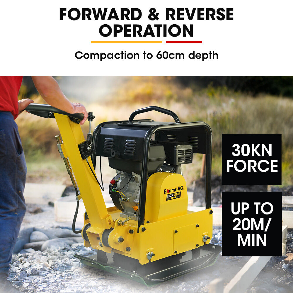 BAUMR-AG Vibratory Plate Compactor | 185kg | 9HP 270cc | 500x700mm | With Wheel Kit | For Sand Soil Gravel Asphalt