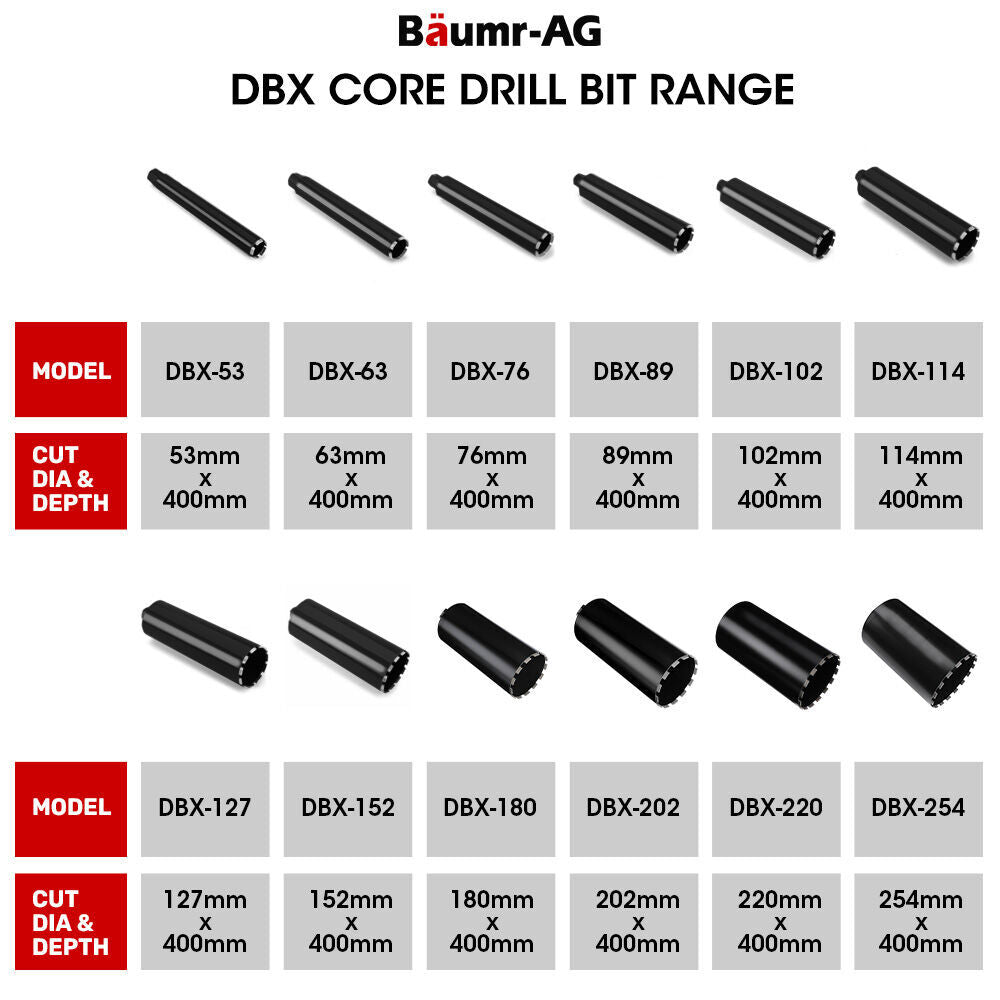 Baumr-AG DBX Series Diamond Core Drill Bit | 202 x 400mm | Industrial 1.1/4-UNC