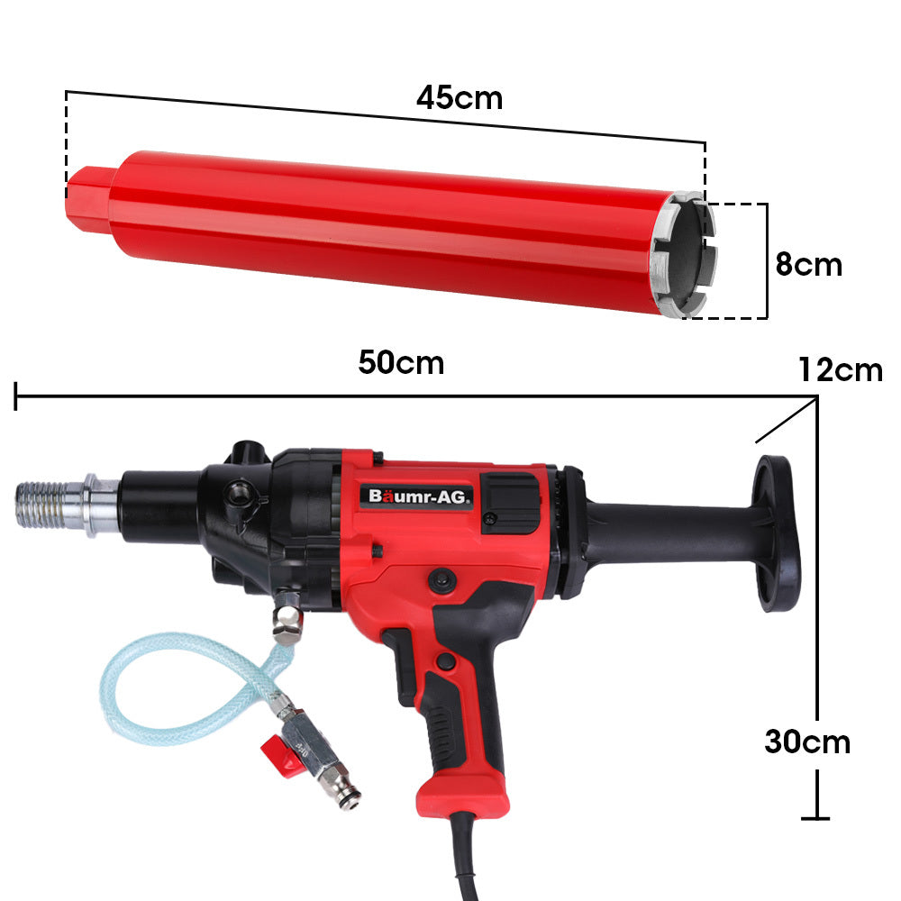 BAUMR-AG 1800W Handheld Core Drill | 120mm Coring Capacity | 76mm Diamond Drill Bit Combo