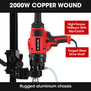 BAUMR-AG 2000W Handheld Core Drill w/ Stand | 160mm Coring Capacity | 63mm & 127mm Drill Bit Combo