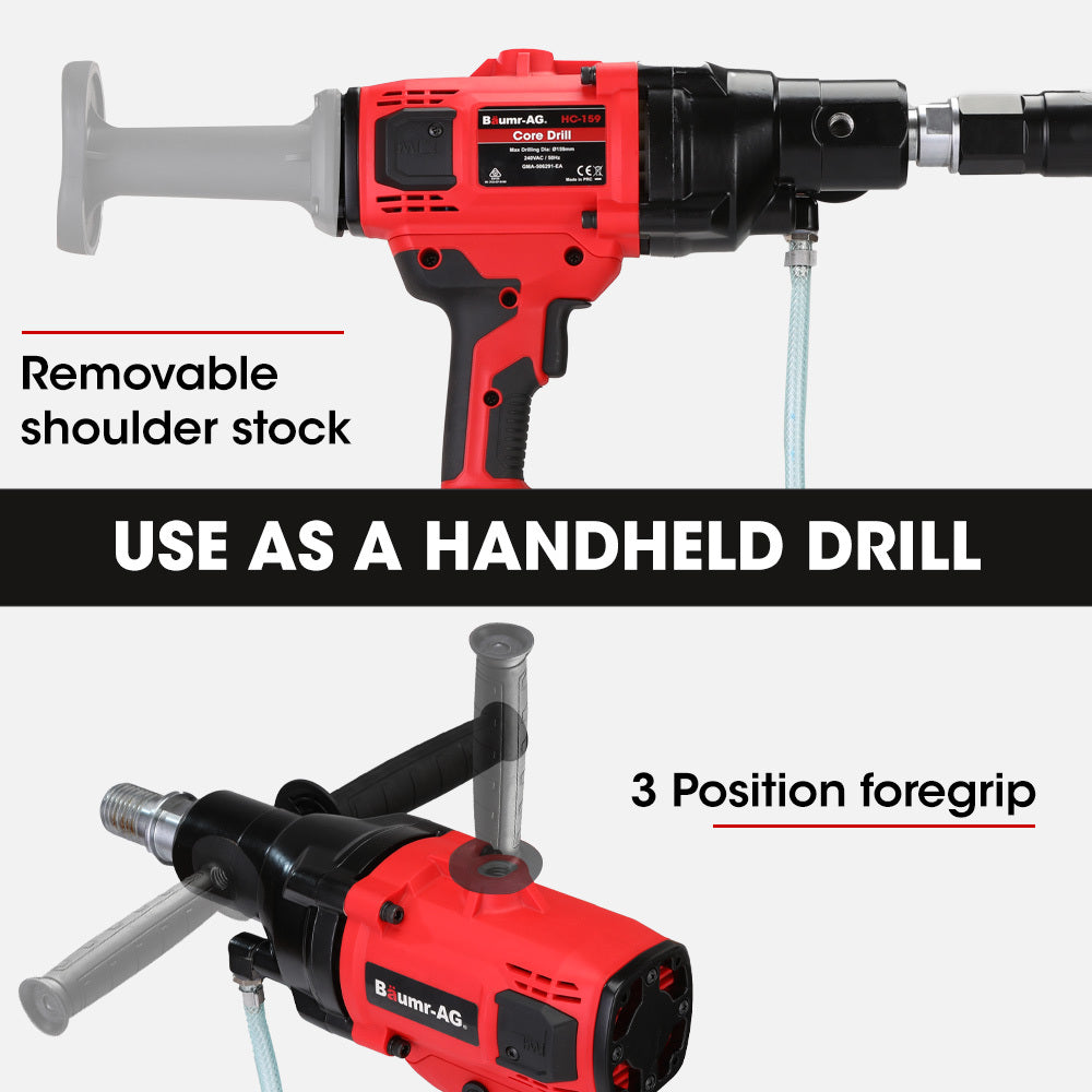 BAUMR-AG 2000W Handheld Concrete Core Drill | 160mm | with Rig Stand
