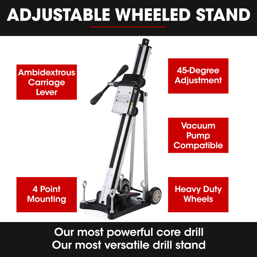 Baumr-AG | Concrete Core Drill | 3200W | 300mm Wet/Dry | Wheeled Stand Combo | Hole Drilling