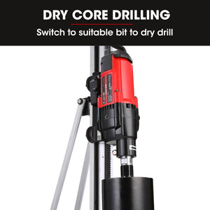 Baumr-AG | Concrete Core Drill | 3200W | 300mm Wet/Dry | Wheeled Stand Combo | Hole Drilling