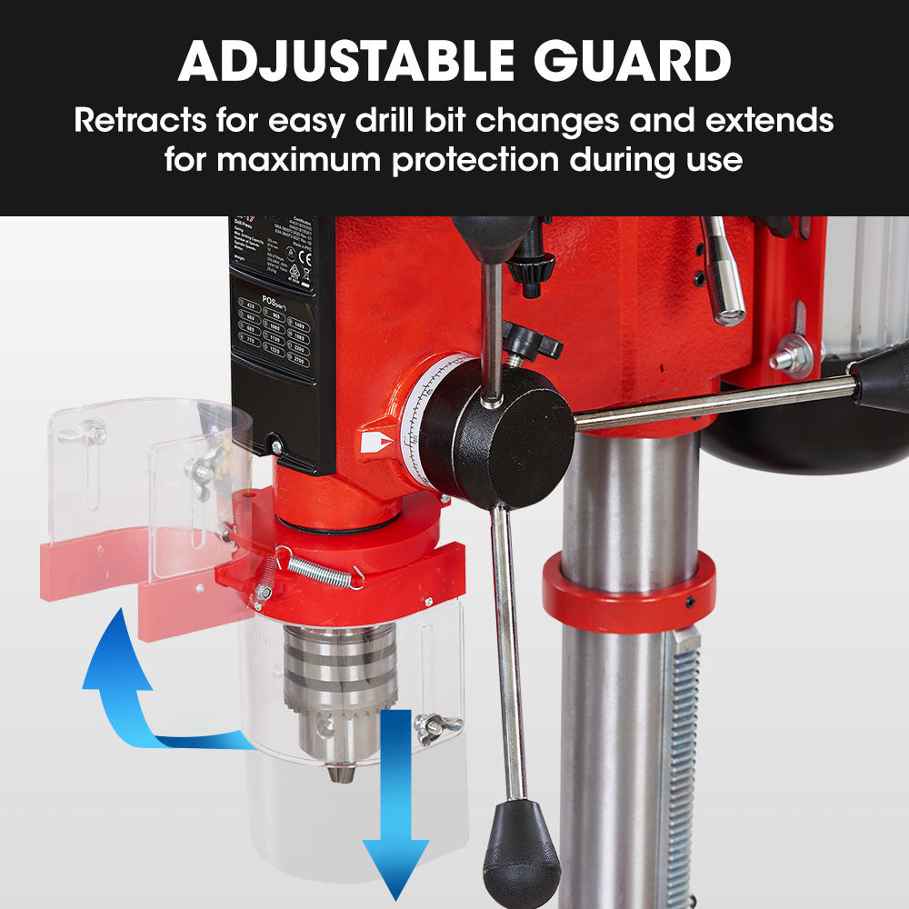 Baumr-AG Bench Drill Press | 600W Pedestal | 12 Speeds | 12" | 16mm Chuck | Model DP17