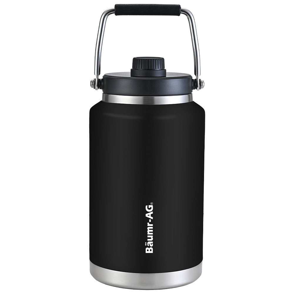 BAUMR-AG 3.8L Double Wall Insulated Stainless Steel Water Bottle | Drink Jug with Handle, Black