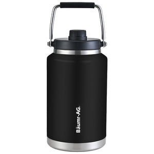 BAUMR-AG 3.8L Double Wall Insulated Stainless Steel Water Bottle | Drink Jug with Handle, Black